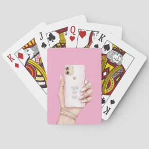 Baraja De Cartas Teléfono de mano chic chica uñas rosadas