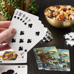 Baraja De Cartas Telescopio Perro Atardecer Santa Claus Navidad Vin