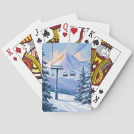 Baraja De Cartas Telesilla | Esquí de acuarela de invierno en la mo