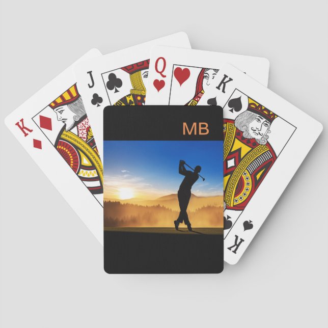 Baraja De Cartas Tema de Golf Escénico con Monograma  (Reverso)