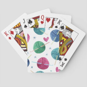 Baraja De Cartas Tema de punto, acuarela patrón sin fisuras.