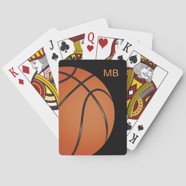Baraja De Cartas Tema fresco del baloncesto del monograma (Reverso)