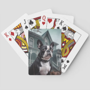 Baraja De Cartas Temeroso susto de Halloween en Boston Terrier