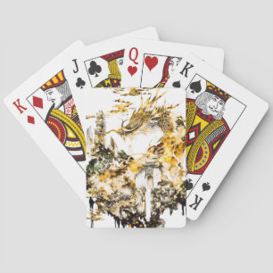Baraja De Cartas Templo de dragón de mitología asiática majestuosa