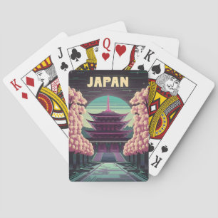 Baraja De Cartas Templo japonés Sakura de la ola de vaporolas LoFi