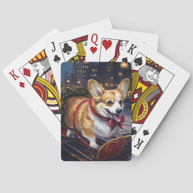 Baraja De Cartas Temporada festiva de los Navidades Corgi (Reverso)