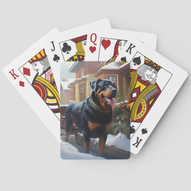 Baraja De Cartas Temporada festiva de los Navidades Rottweiler (Reverso)