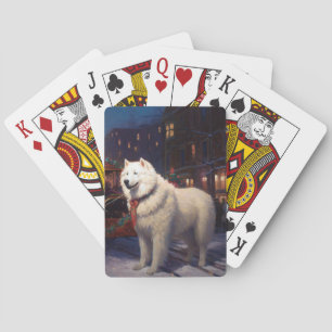 Baraja De Cartas Temporada festiva de los Navidades Samoyed