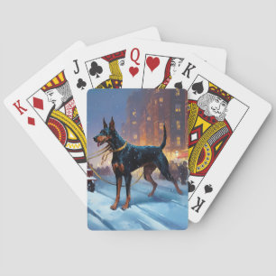 Baraja De Cartas Temporada festiva de Navidades Doberman
