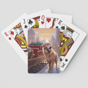Baraja De Cartas Temporada festiva de Navidades Golden Retriever