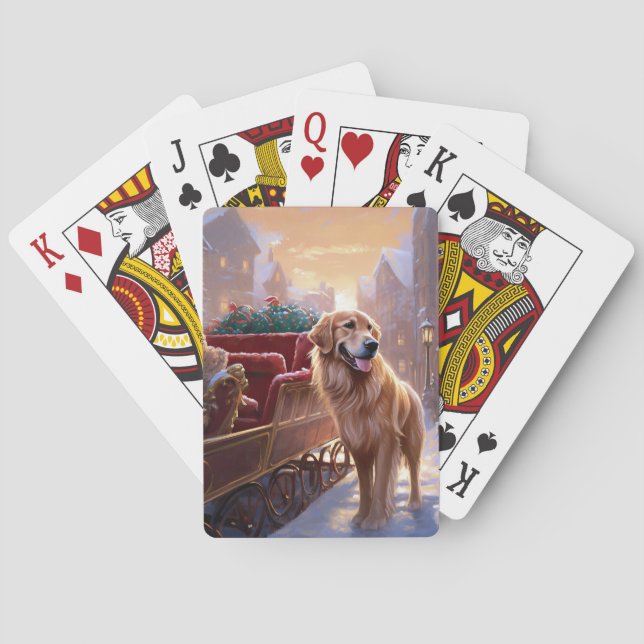 Baraja De Cartas Temporada festiva de Navidades Golden Retriever (Reverso)