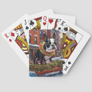 Baraja De Cartas Temporada Navideña del Boston Terrier