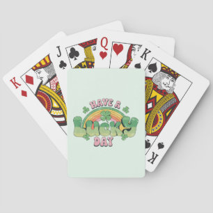 Baraja De Cartas Tener un día de suerte en la tipografía retro