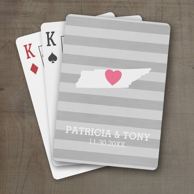 Baraja De Cartas Tennessee Map Home State Love Opcional Heart (Personalized Playing Cards with a State Map, Movable Heart and Name)