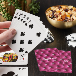Baraja De Cartas Terciopelo Falso Rosa Glam de Lujo