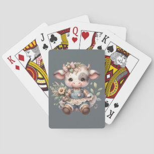 Baraja De Cartas Ternera Kawaii Farmcore con vestido floral vintage