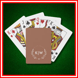 Baraja De Cartas Terracotta y Blanco | Monograma de Iniciales Moder
