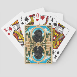 Baraja De Cartas Terranova, Arte de Perro con Acuarela Vintage