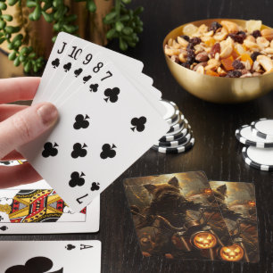 Baraja De Cartas Terrier Australiano Montando Motocicleta Halloween