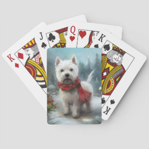 Baraja De Cartas Terrier Blanco de West Highland en Navidad con nie