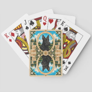 Baraja De Cartas Terrier Escocés, Arte de Perro de Acuarela Vintage