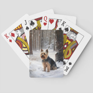 Baraja De Cartas Terrier Sedoso Deja que nieve Navidad 