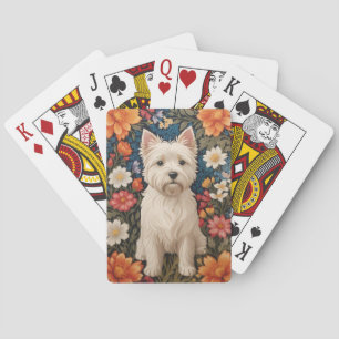 Baraja De Cartas Terrier West Highland elegante colorido floral