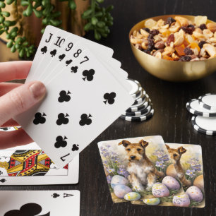 Baraja De Cartas Terrier Wirefox Perro Con Huevos De Pascua Fiesta