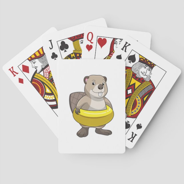 Baraja De Cartas Testigo al nadar con anillo de natación (Reverso)