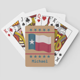 Baraja De Cartas Texas Lone Star Flag Stars Tan Name Personalizado