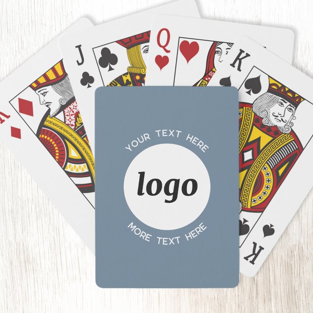 Baraja De Cartas Texto de logotipo redondo Empresa promocional Gris (Logo with custom text business promotional playing cards)