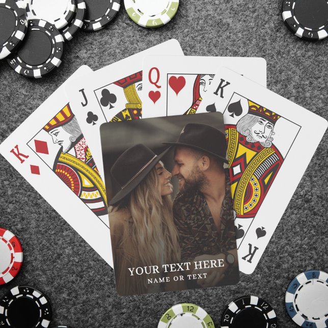 Baraja De Cartas Texto personalizado foto simple (Custom Text Simple Photo Poker Cards)