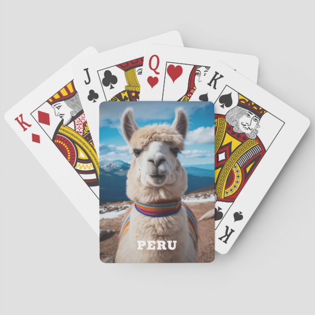 Baraja De Cartas Texto personalizado Perú Llama (Reverso)