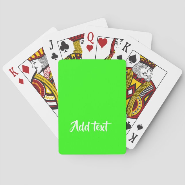 Baraja De Cartas texto personalizado verde claro plano (Reverso)