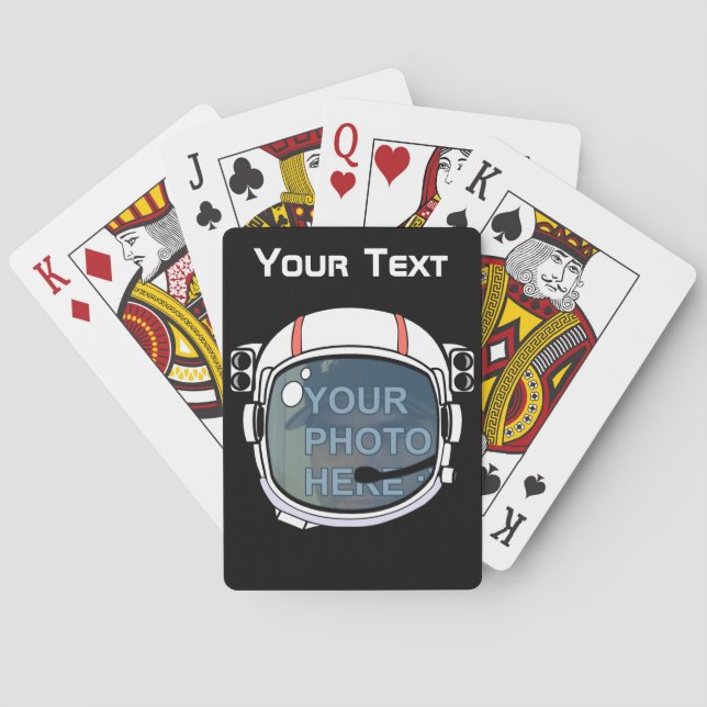 Baraja De Cartas Texto y foto personalizados usted como astronauta (Reverso)