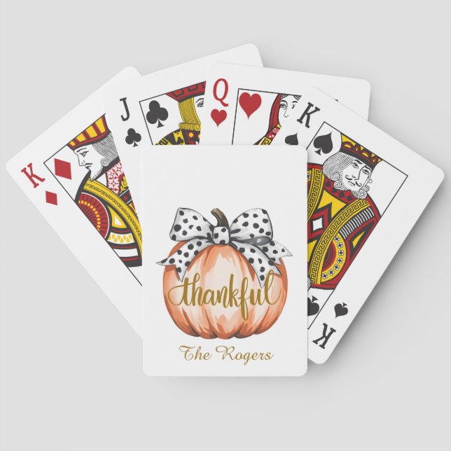 Baraja De Cartas Thankful Pumpkin with Polka Dot Bow (Reverso)