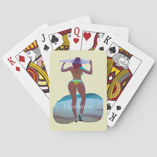 Baraja De Cartas Thunder_Cove, Chica de playa de booty en bikini (Reverso)