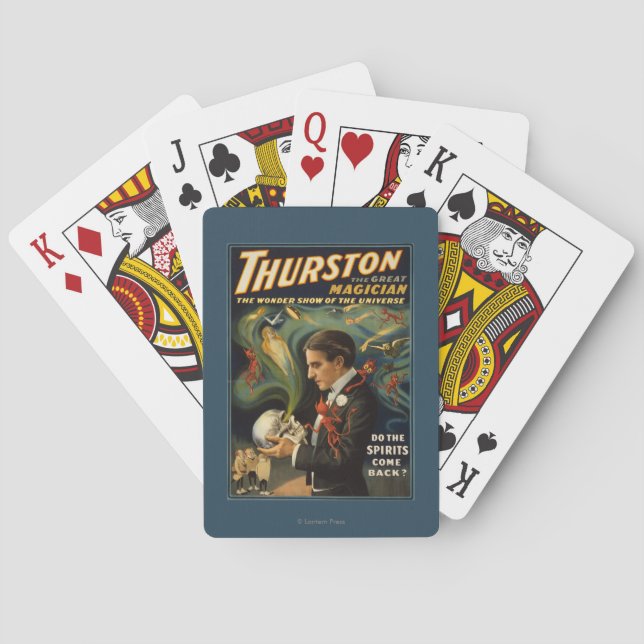 Baraja De Cartas Thurston el gran mago que sostiene el cráneo (Reverso)