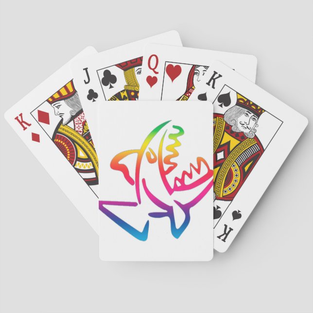 Baraja De Cartas tiburón arcoíris grande (Reverso)