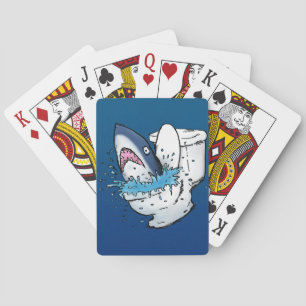 Baraja De Cartas Tiburón de Inodoro Dibujo Animado Azul Divertido
