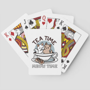 Baraja De Cartas Tiempo de embutido de té - Diseño de gato y té lin