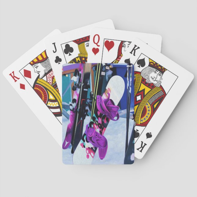 Baraja De Cartas Tiempo de nieve - Snowboards y Skys (Reverso)