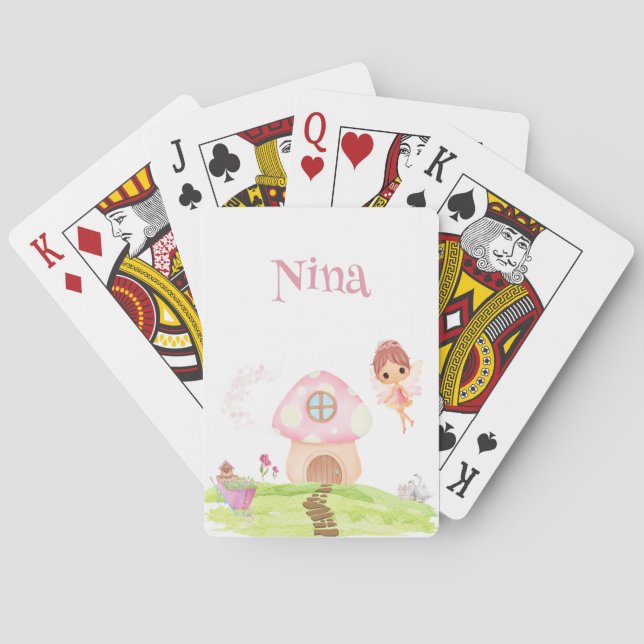 Baraja De Cartas Tierra de hadas y jardín encantado personalizado (Reverso)