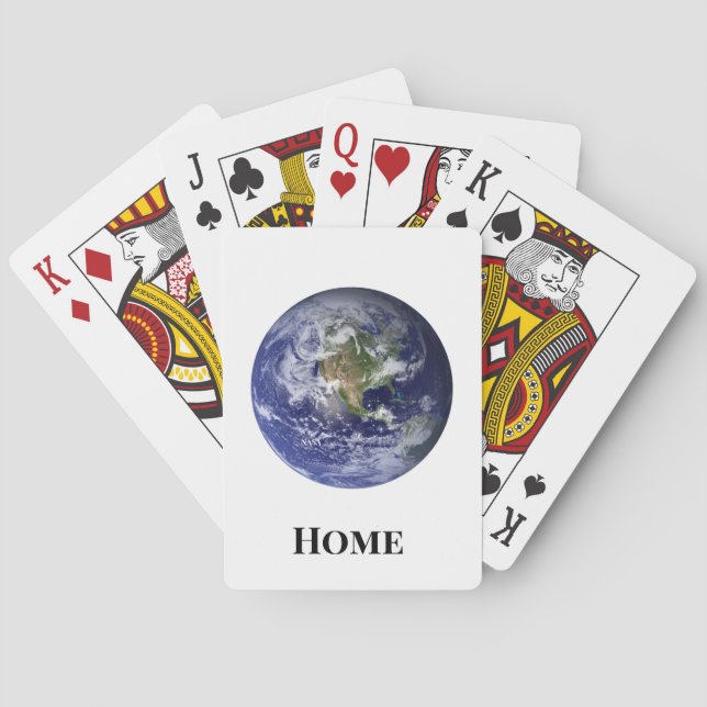 Baraja De Cartas Tierra desde el espacio, mármol azul clásico de la (Reverso)