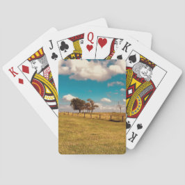 Baraja De Cartas Tierra pastoral con cerca y árboles