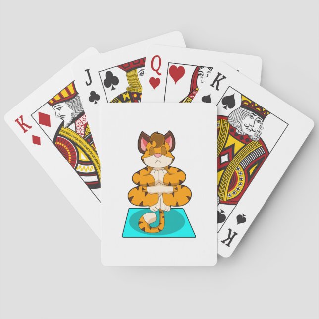 Baraja De Cartas Tigre al yoga en alfombra de yoga (Reverso)