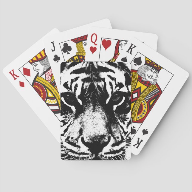 Baraja De Cartas Tigre blanco y negro (Reverso)