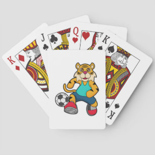 Baraja De Cartas Tigre como jugador de fútbol con balón de fútbol