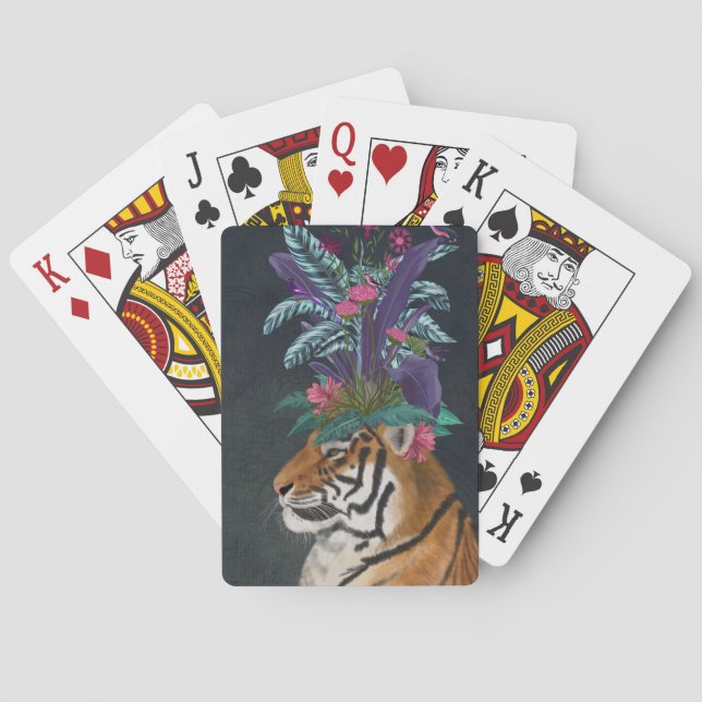Baraja De Cartas Tigre con cabeza tropical (Reverso)
