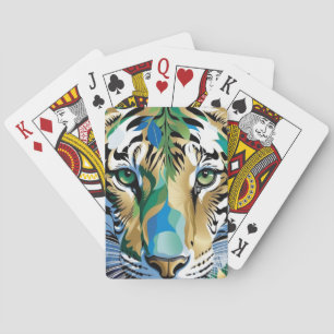 Baraja De Cartas Tigre con Ojos Verdes Arte Animal Moderno